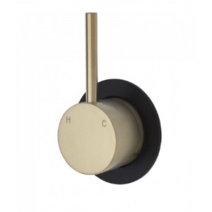 Kaya Up Wall Mixer, Urban Brass, Small Round Matte Black Plate